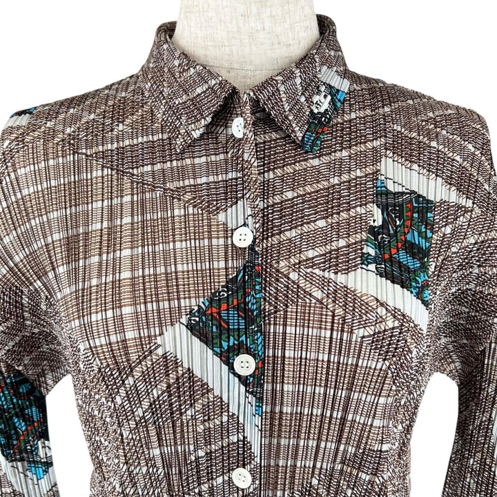 極美品▲PLEATS PLEASE プリーツプリーズ イッセイミヤケ PP73-JJ793 PP73-JG795 総柄 セットアップ マルチカラー 3 日本製 正規品