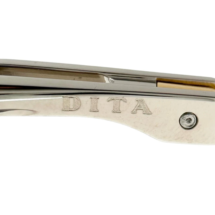 美品▲DITA ディータ DTX155 Embra ツーポイント リムレス メガネ 眼鏡 アイウェア ゴールド シルバー 58□17 135 日本製 メンズ