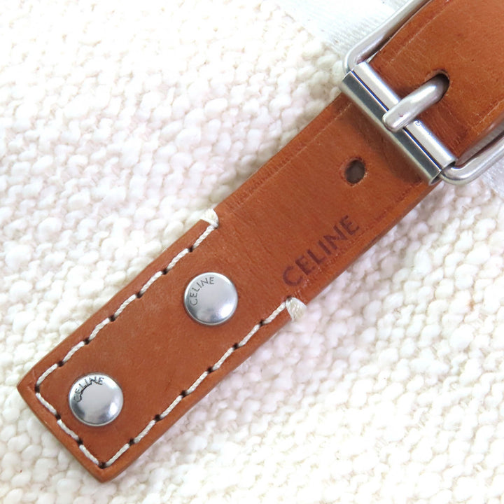 極美品△CELINE セリーヌ 23SS 2V81G285Q コットン ロゴ型押し レザーベルト金具 フーデット カーディガン アイボリー 36 仏製 正規品