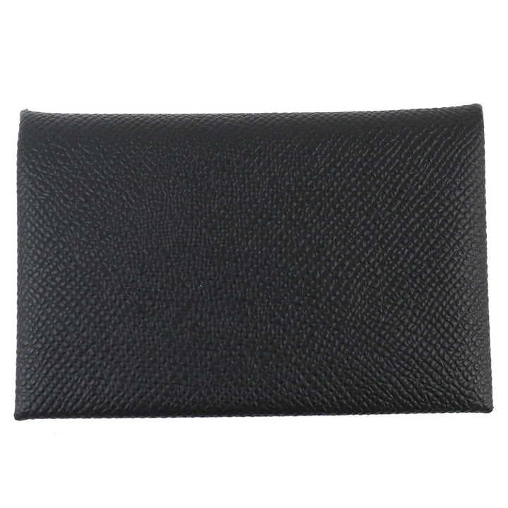 未使用品△HERMES エルメス カルヴィ ヴォーエプソン シルバー金具 名刺入れ コインケース カードケース ブラック W刻印 箱付 フランス製