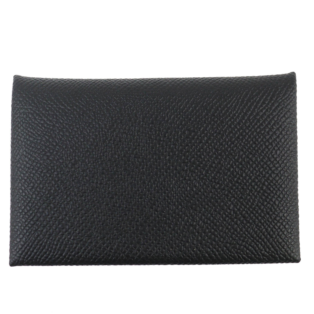未使用品△HERMES エルメス カルヴィ ヴォーエプソン シルバー金具 名刺入れ コインケース カードケース ブラック W刻印 箱付 フランス製