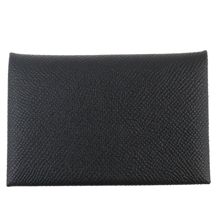 未使用品△HERMES エルメス カルヴィ ヴォーエプソン シルバー金具 名刺入れ コインケース カードケース ブラック W刻印 箱付 フランス製