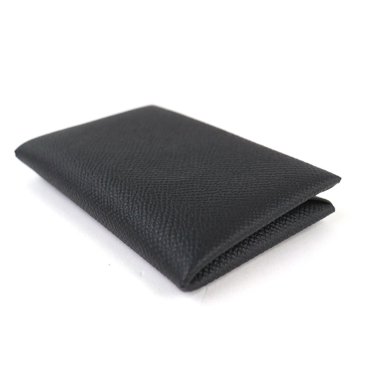 未使用品△HERMES エルメス カルヴィ ヴォーエプソン シルバー金具 名刺入れ コインケース カードケース ブラック W刻印 箱付 フランス製