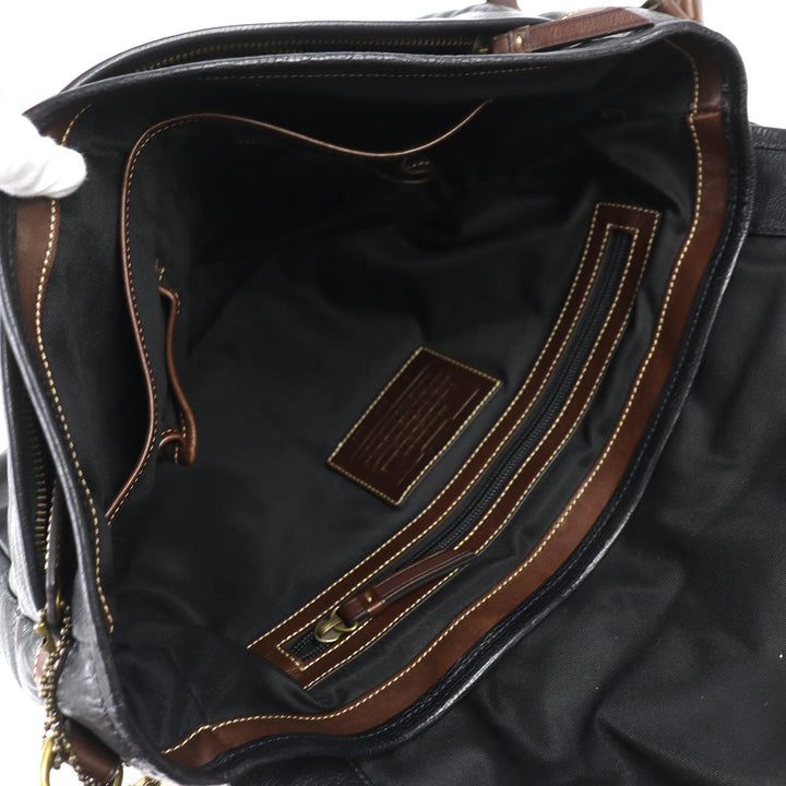 美品△COACH コーチ 70386 HARRISON LEATHER MEDIUM MESSENGER ハリソンレザーミディアムメッセンジャー ショルダーバッグ ブラック 袋付