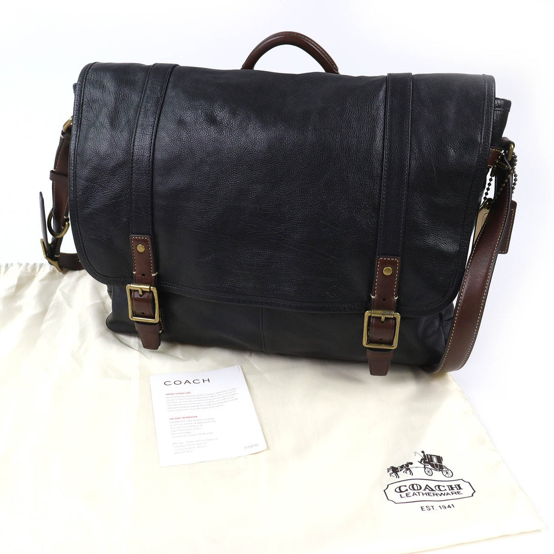 美品△COACH コーチ 70386 HARRISON LEATHER MEDIUM MESSENGER ハリソンレザーミディアムメッセンジャー ショルダーバッグ ブラック 袋付
