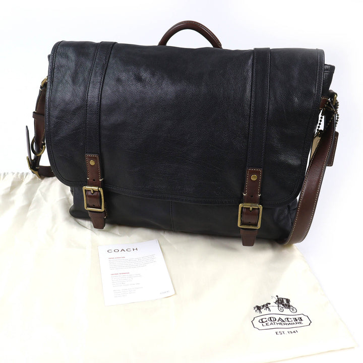 美品△COACH コーチ 70386 HARRISON LEATHER MEDIUM MESSENGER ハリソンレザーミディアムメッセンジャー ショルダーバッグ ブラック 袋付