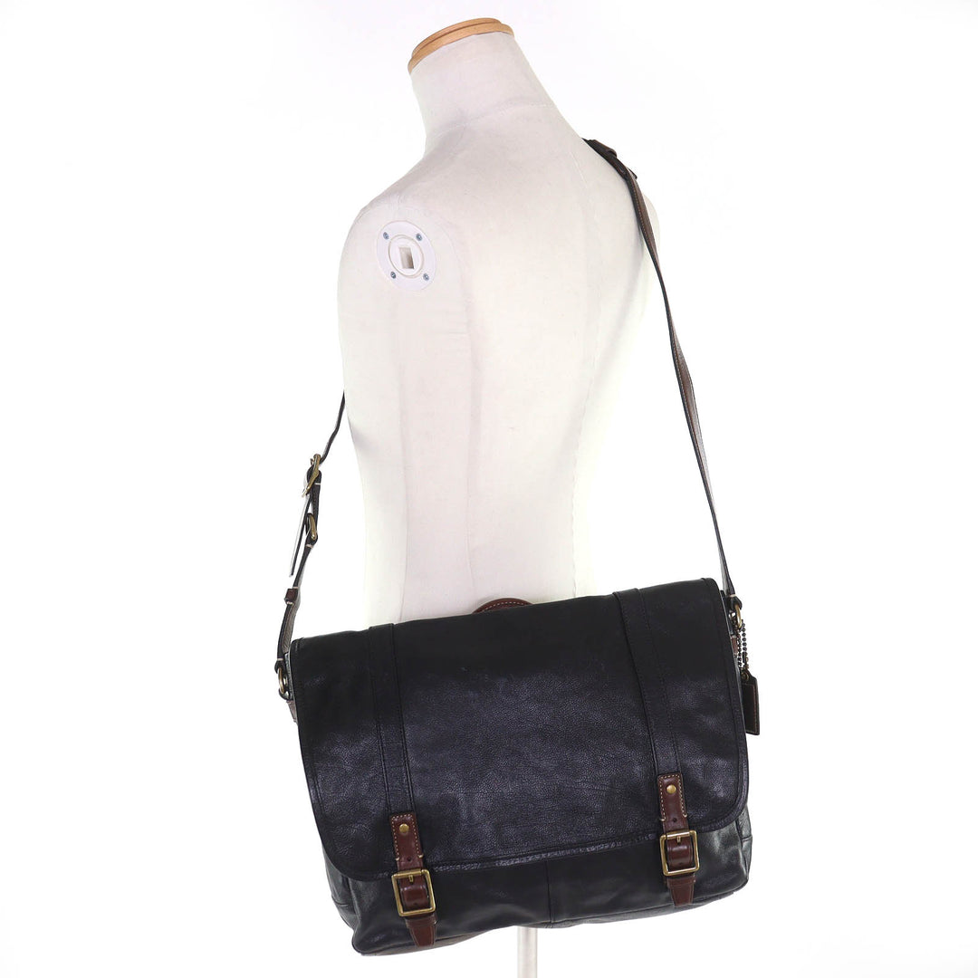美品△COACH コーチ 70386 HARRISON LEATHER MEDIUM MESSENGER ハリソンレザーミディアムメッセンジャー ショルダーバッグ ブラック 袋付