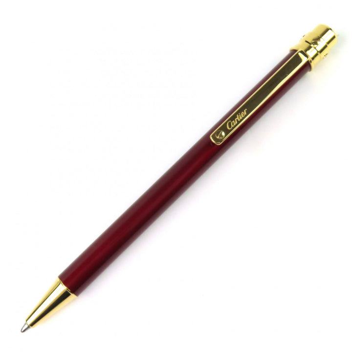 極美品△Cartier カルティエ サントス ドゥ カルティエ ツイスト式 ボールペン ボルドー ゴールド ケース付き フランス製 筆記確認済み
