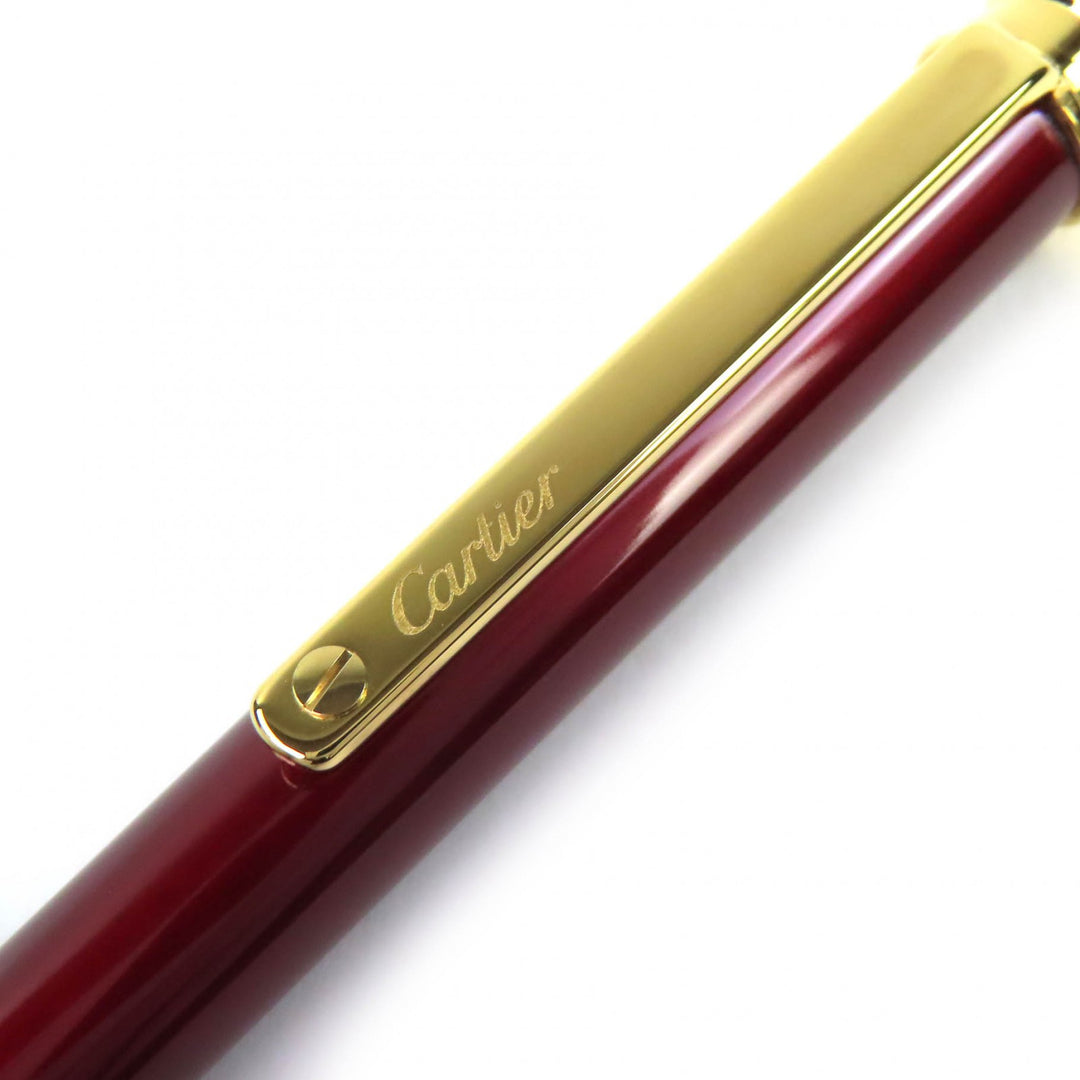 極美品△Cartier カルティエ サントス ドゥ カルティエ ツイスト式 ボールペン ボルドー ゴールド ケース付き フランス製 筆記確認済み