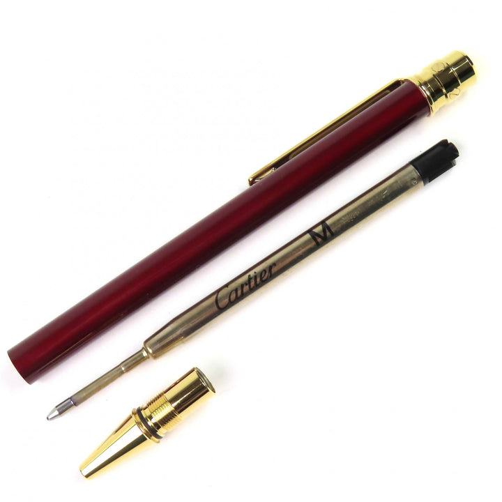 極美品△Cartier カルティエ サントス ドゥ カルティエ ツイスト式 ボールペン ボルドー ゴールド ケース付き フランス製 筆記確認済み