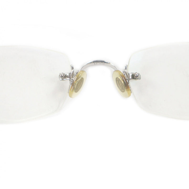 美品□Cartier カルティエ ヴィンテージ 135 2Cデコール ツーポイント リムレスメガネ 眼鏡 アイウェア シルバー □22 度入り フランス製