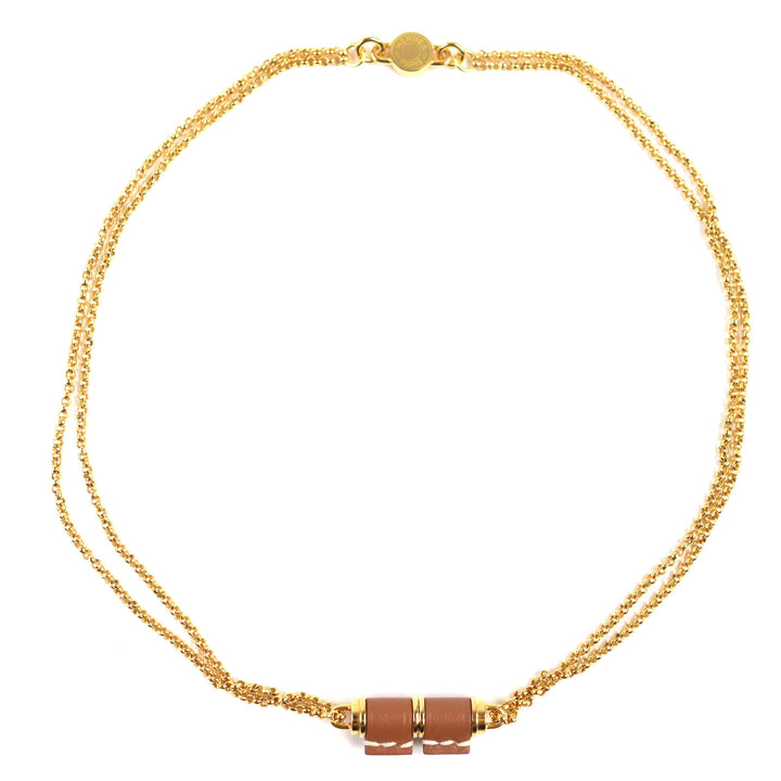 未使用品◇HERMES エルメス シャルニエールPM ヴォースイフト セリエ ゴールド金具 ネックレス ブラウン 箱・保存袋付き 仏製 レディース