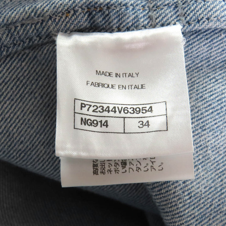 美品★CHANEL シャネル P72344 コットン100％ オーバーシルエット ココマークボタン ベルト付 デニム ロング コート 34 正規品