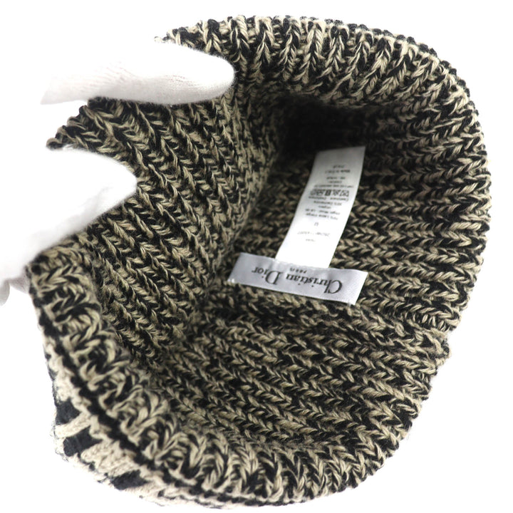 極美品△Christian Dior クリスチャンディオール 25DWI714S007 ウール カシミヤ ロゴ ニット帽 ビーニー ニットキャップ 箱付 正規品