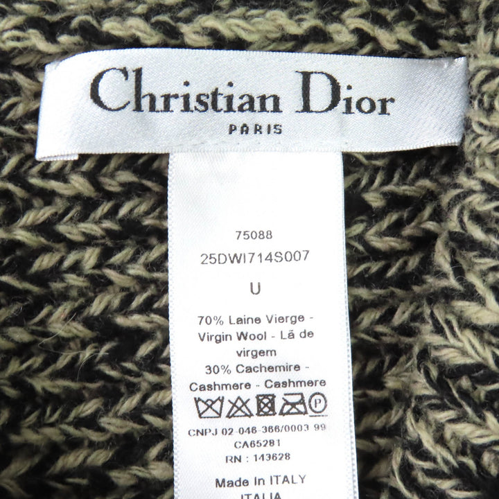 極美品△Christian Dior クリスチャンディオール 25DWI714S007 ウール カシミヤ ロゴ ニット帽 ビーニー ニットキャップ 箱付 正規品