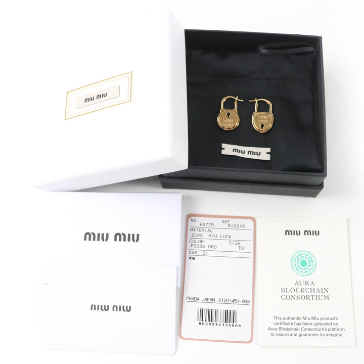 未使用品☆MIUMIU ミュウミュウ 5I0215 ミュウロック ピアス（両耳用）アクセサリー ゴールド 箱・保存袋付き イタリア製 レディース
