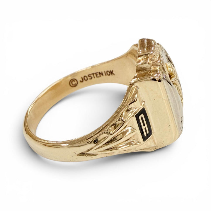 美品◇JOSTEN ジャスティン ヴィンテージ 10K カレッジ リング 指輪 アクセサリー イエローゴールド JP9号 重量4.16g レディース メンズ