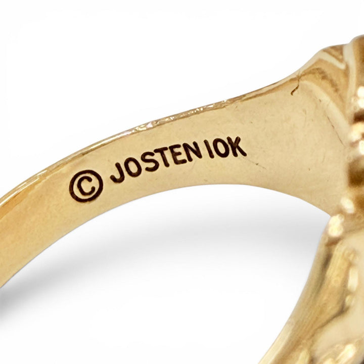 美品◇JOSTEN ジャスティン ヴィンテージ 10K カレッジ リング 指輪 アクセサリー イエローゴールド JP9号 重量4.16g レディース メンズ