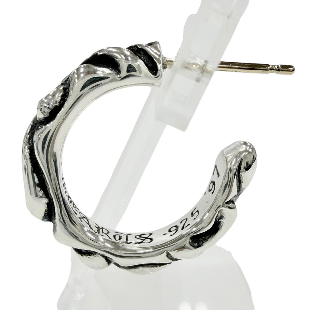 極美品◇CHROME HEARTS クロムハーツ HOOP SCROOL 1 925 14K スクロール フープ ピアス 片耳用 アクセサリー シルバー 重量3.66g メンズ