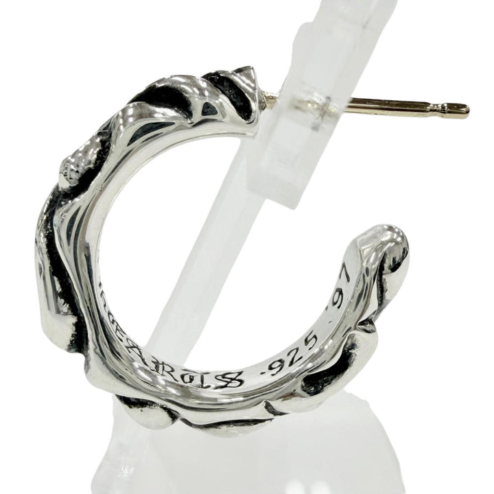 極美品◇CHROME HEARTS クロムハーツ HOOP SCROOL 1 925 14K スクロール フープ ピアス 片耳用 アクセサリー シルバー 重量3.66g メンズ