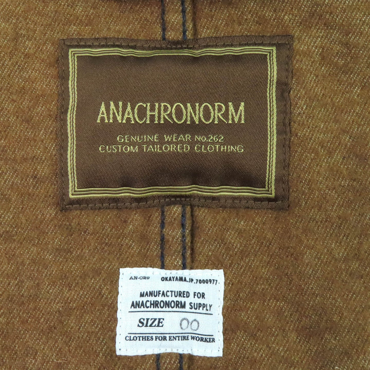 極美品△ANACHRONORM アナクロノーム コットン ウール ダブル テーラードジャケット デニムジャケット インディゴブルー 00 正規品