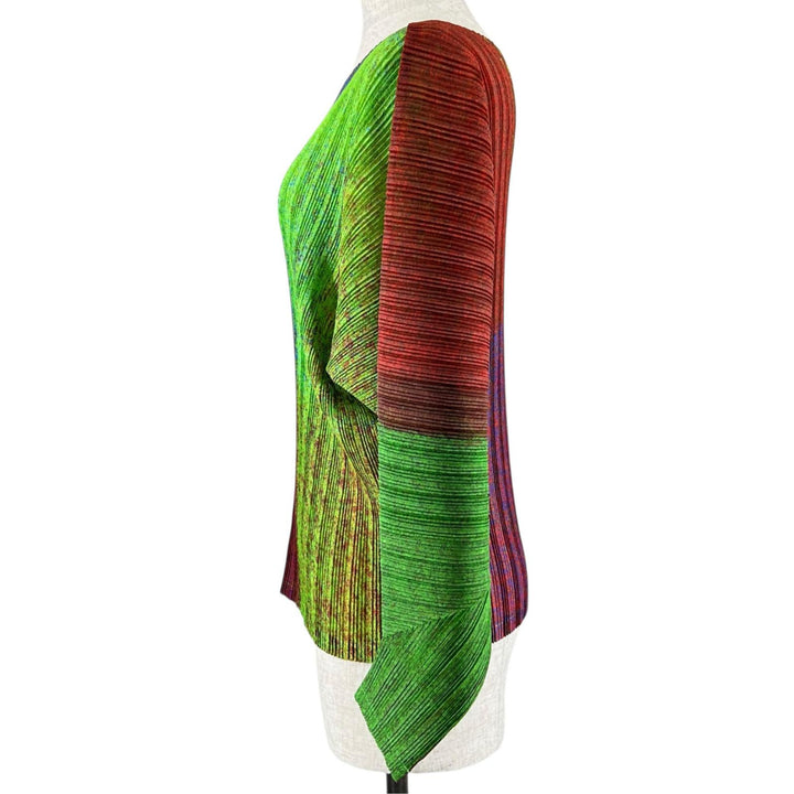 極美品▲PLEATS PLEASE プリーツプリーズ イッセイミヤケ PP23FK331 ボートネック 長袖 カットソー マルチ 3 日本製 正規品 レディース