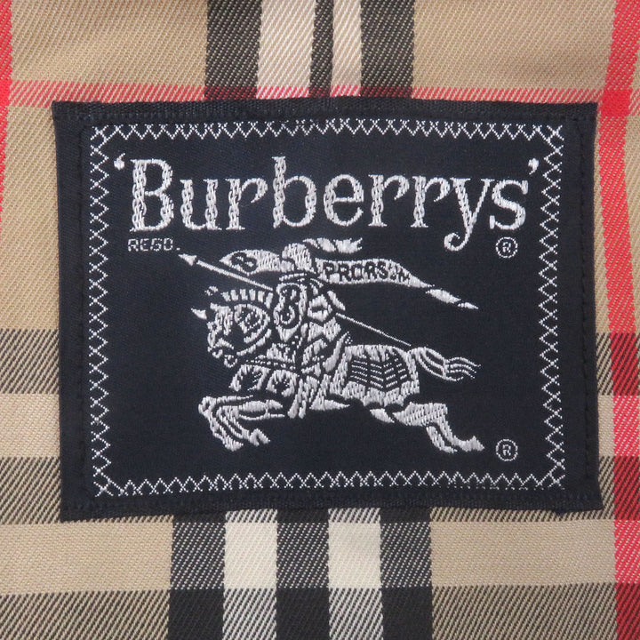 美品□Burberrys バーバリー ヴィンテージ コットン100％ フライフロント 裏ノバチェック柄 ステンカラーコート 玉虫色 88-160 メンズ