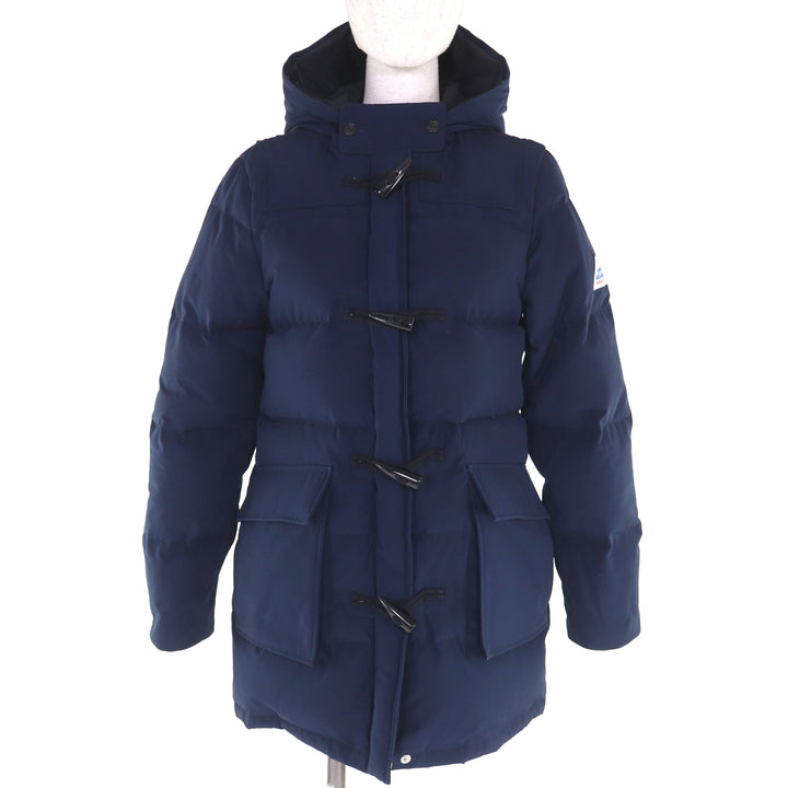 美品◇Cape Heights ケープハイツ CHW111296217 DALMANY レザー使い ロゴワッペン フード付 ダッフルダウンコート ネイビー M 正規品