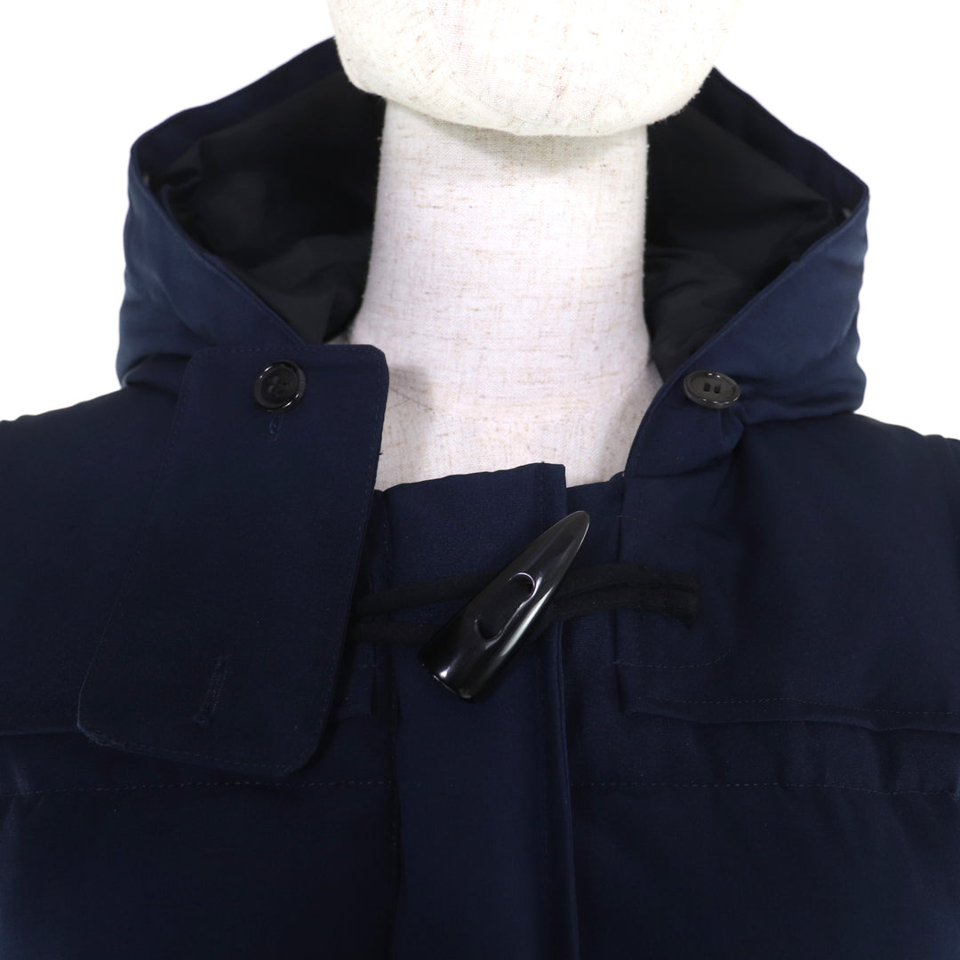 美品◇Cape Heights ケープハイツ CHW111296217 DALMANY レザー使い ロゴワッペン フード付 ダッフルダウンコート ネイビー M 正規品