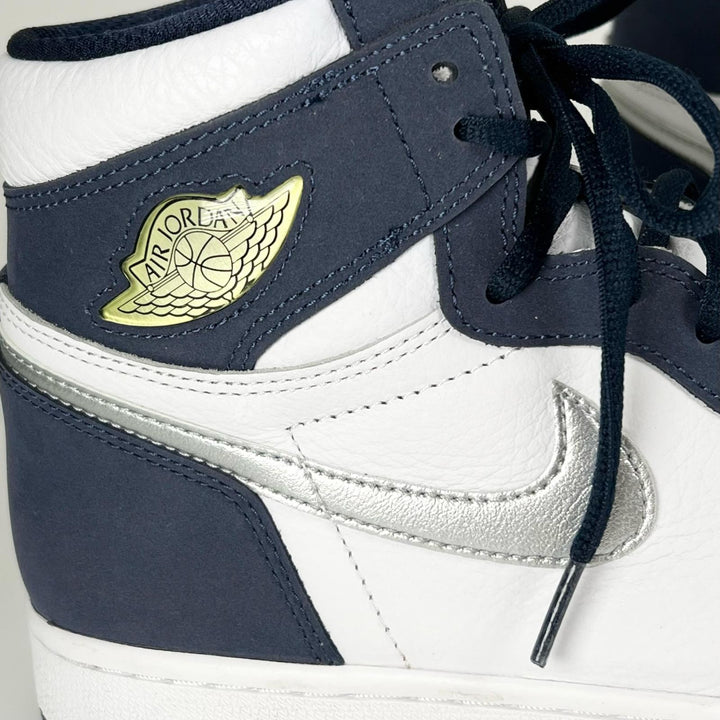 極美品▲NIKE ナイキ DC1788-100 AIR JORDAN 1 HIGH CO.JP ミドルカット レザー スニーカー ホワイト ネイビー 28 箱付き メンズ