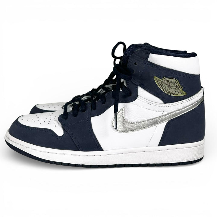 極美品▲NIKE ナイキ DC1788-100 AIR JORDAN 1 HIGH CO.JP ミドルカット レザー スニーカー ホワイト ネイビー 28 箱付き メンズ