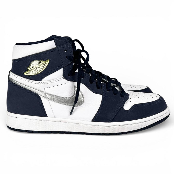 極美品▲NIKE ナイキ DC1788-100 AIR JORDAN 1 HIGH CO.JP ミドルカット レザー スニーカー ホワイト ネイビー 28 箱付き メンズ