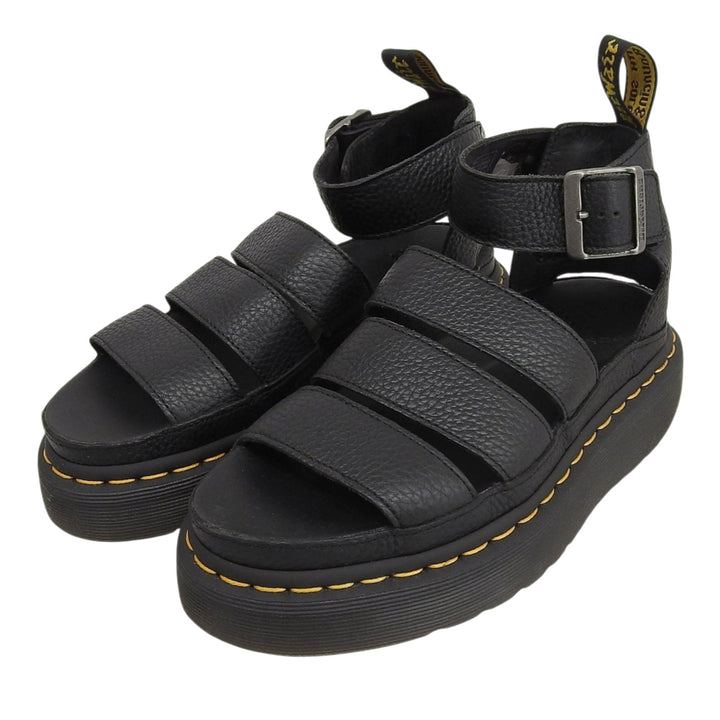 未使用品▲Dr.Martens ドクターマーチン Clarissa 2 Quad イエローステッチ バックルストラップ レザーサンダル 黒 UK4 箱付 レディース