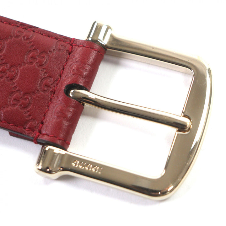 極美品▼GUCCI グッチ 281548 マイクログッチシマ GG柄 ピンバックル レザーベルト レッド ゴールド金具 75・30 イタリア製 メンズ