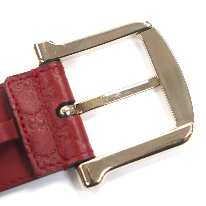 極美品▼GUCCI グッチ 281548 マイクログッチシマ GG柄 ピンバックル レザーベルト レッド ゴールド金具 75・30 イタリア製 メンズ