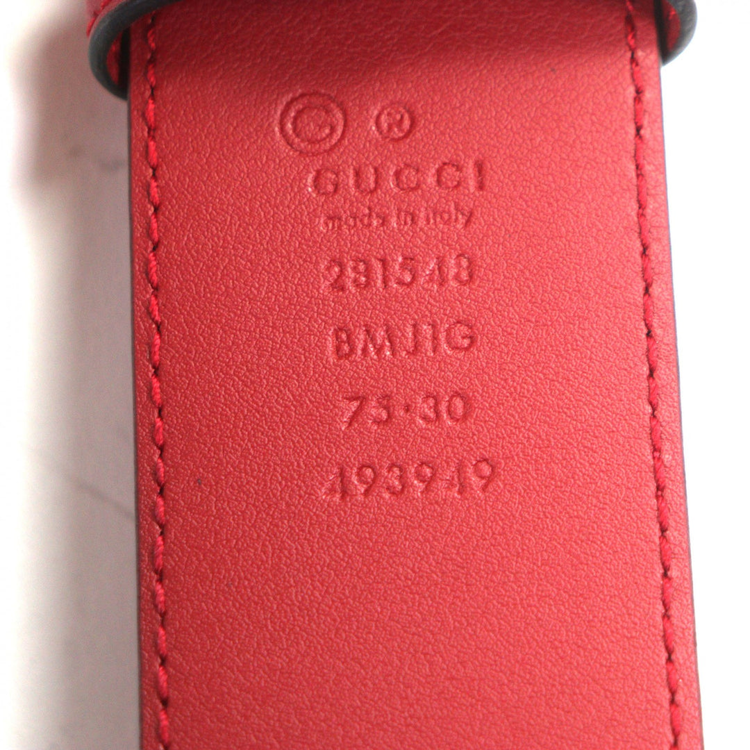 極美品▼GUCCI グッチ 281548 マイクログッチシマ GG柄 ピンバックル レザーベルト レッド ゴールド金具 75・30 イタリア製 メンズ