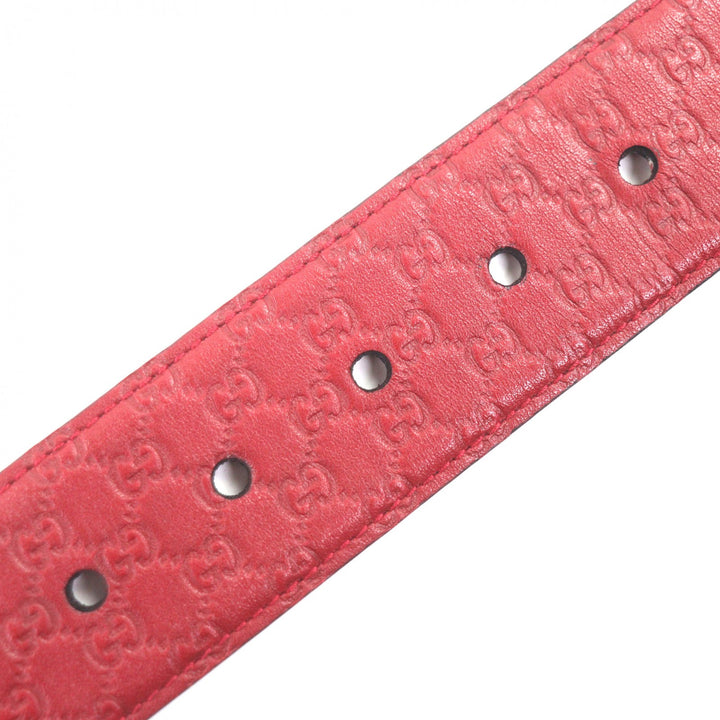 極美品▼GUCCI グッチ 281548 マイクログッチシマ GG柄 ピンバックル レザーベルト レッド ゴールド金具 75・30 イタリア製 メンズ