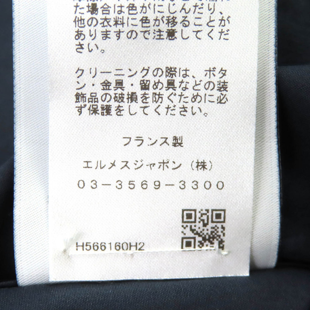 未使用品△HERMES エルメス H566160H2 コットン100％ ジップアップ フード付き ブルゾン ジャケット 薄手 ネイビー 15/38 仏製 正規品