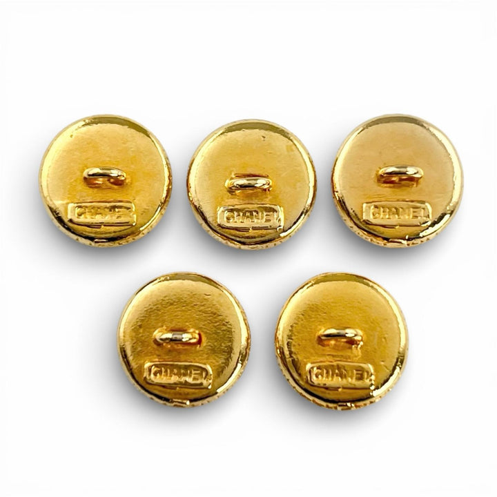 良品▲CHANEL シャネル ヴィンテージ ー ココマーク 裏ロゴ入り 金ボタン 5個セット ゴールド レディース