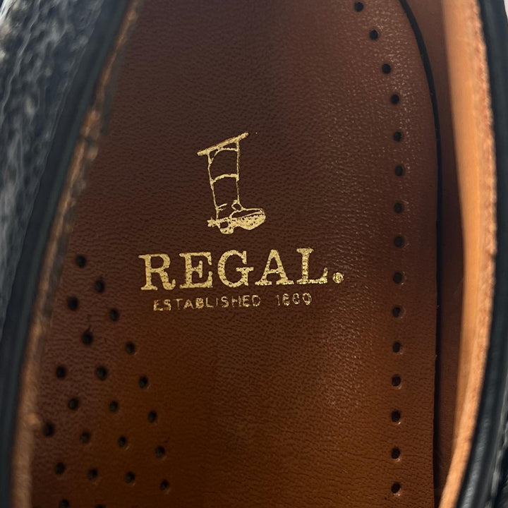 未使用品▲REGAL リーガル ウィングチップ フルブローグ レザーシューズ ドレスシューズ ブラック 24.5 日本製 メンズ