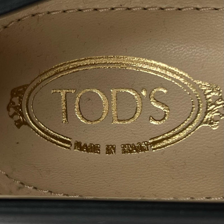 未使用品▲TOD’S トッズ チェーンモチーフ レザー パンプス ブラック ゴールド金具 34.5 保存袋付き イタリア製 レディース