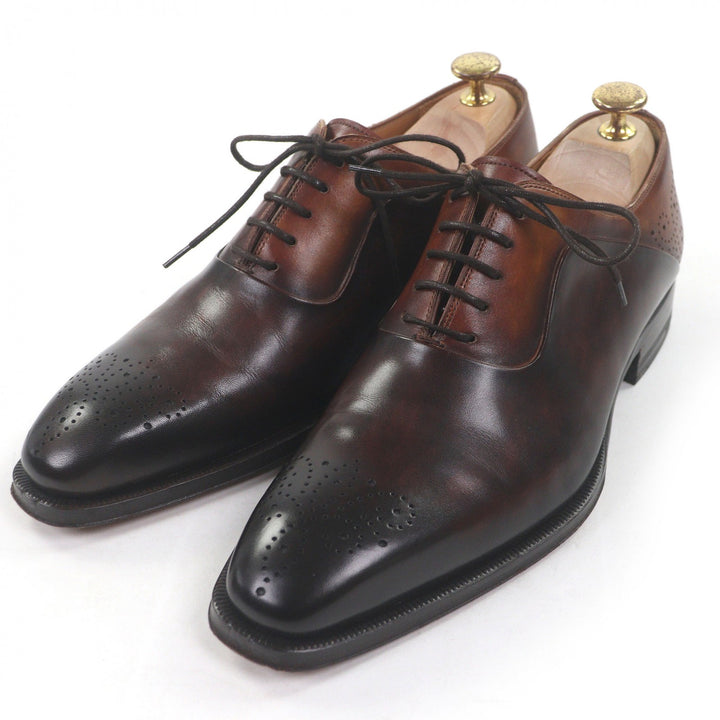 美品□MAGNANNI マグナーニ 19116 レザー メダリオン レースアップ ビジネスシューズ ドレスシューズ ブラウン 40 箱・保存袋付き メンズ