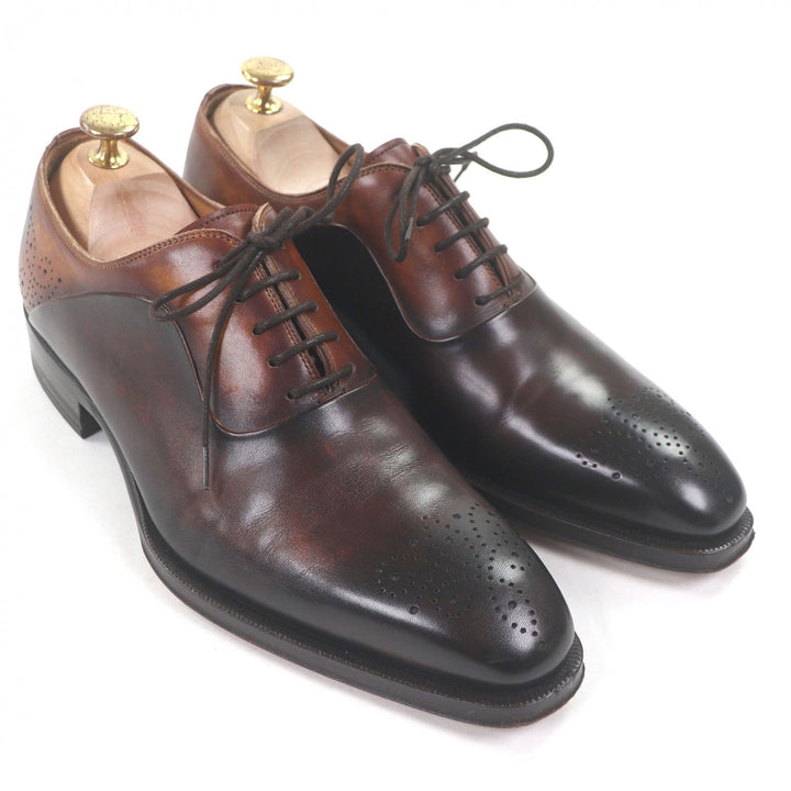 美品□MAGNANNI マグナーニ 19116 レザー メダリオン レースアップ ビジネスシューズ ドレスシューズ ブラウン 40 箱・保存袋付き メンズ