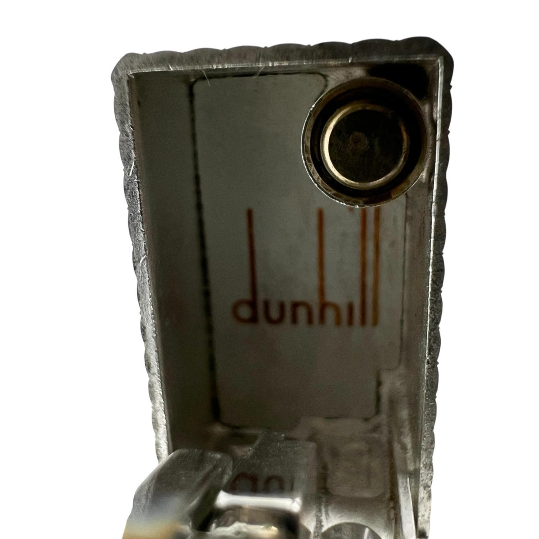 極美品▲Dunhill ダンヒル スクエア ストライプ柄 ローラー式 ガス ライター シルバー 箱・ケース付き スイス製 メンズ 着火確認済み