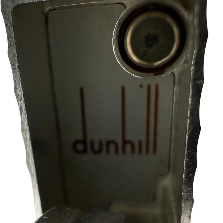 良品▲Dunhill ダンヒル スクエア ストライプ柄 ローラー式 喫煙具 ガス ライター シルバー 箱・ケース付き スイス製 メンズ 着火確認済み