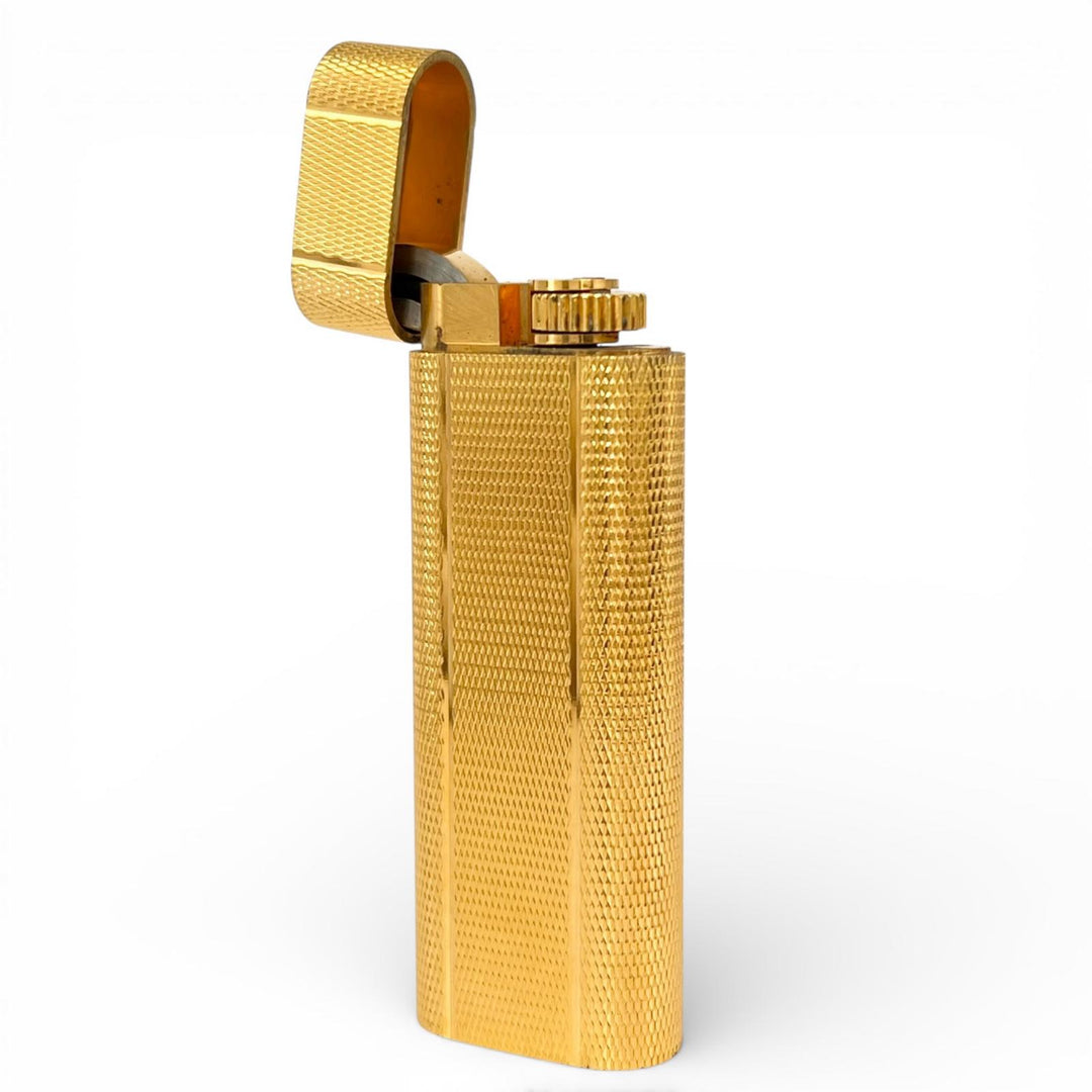 良品▲Cartier カルティエ オーバル 総柄 GP ローラー式 喫煙具 ガス ライター ゴールド スイス製 メンズ 着火確認済み