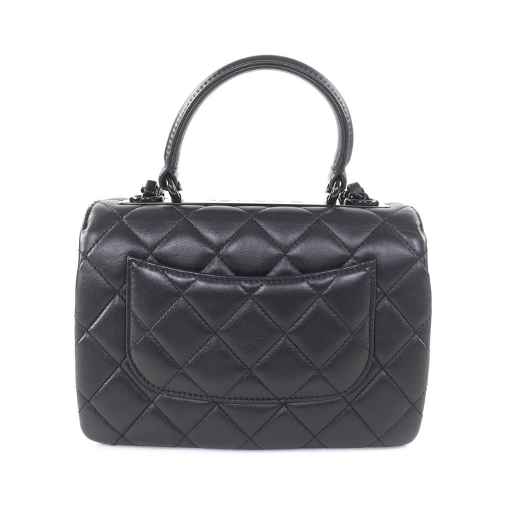 極美品★CHANEL シャネル トレンディCC AS4654 ラムスキン トップハンドル マトラッセ チェーン ショルダーバッグ ブラック ブラック金具