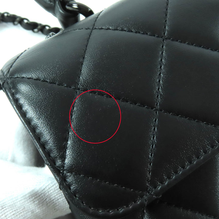 極美品★CHANEL シャネル トレンディCC AS4654 ラムスキン トップハンドル マトラッセ チェーン ショルダーバッグ ブラック ブラック金具