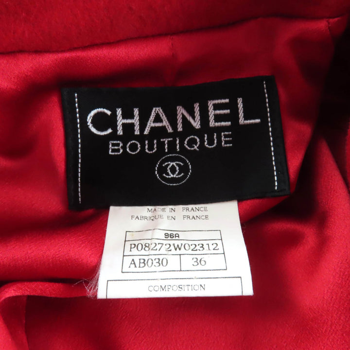 極美品★CHANEL シャネル ヴィンテージ 96A 裏地シルク100％ ココマーク金ボタン付 カシミヤ100％ ロングコート レッド 36 仏製 正規品