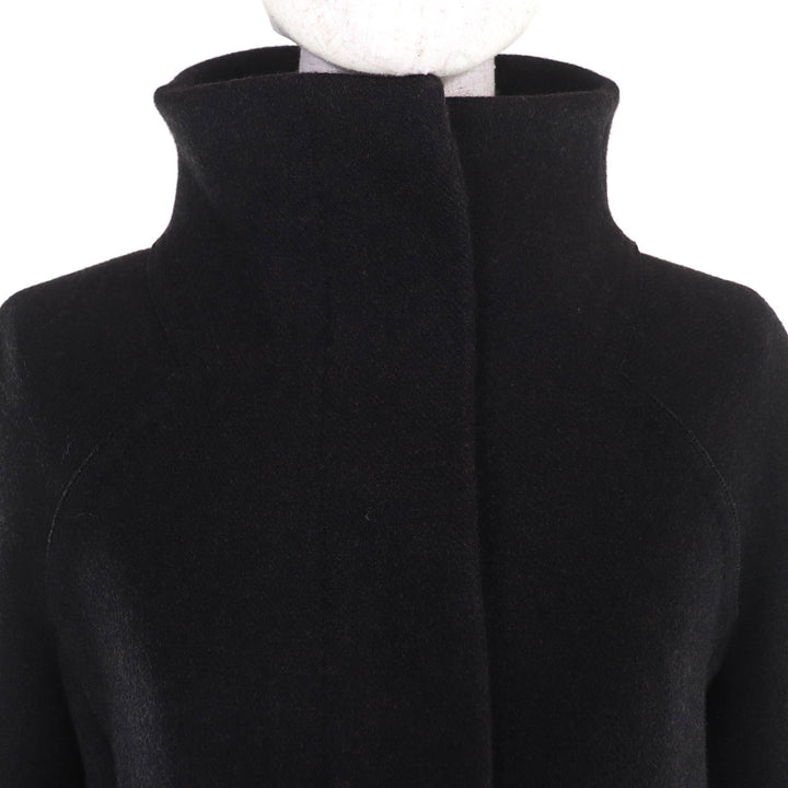 極美品△Brioni ブリオーニ 135123 カシミヤ100％ 一部レザー使 スタンドカラー ロングコート ダークブラウン 42 伊製 正規品 レディース